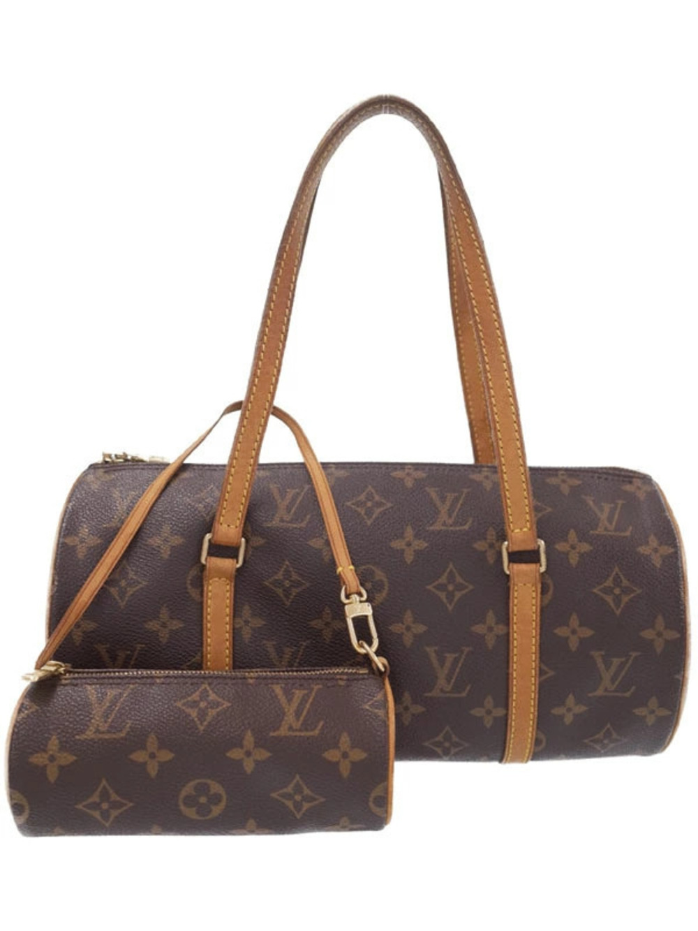 Louis Vuitton Monogram Papillon Top Handle Bag Canvas Leather Brown